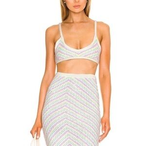 For Love & Lemons Corinna Bralette Knit Crochet Festival Colorful Top Size Small